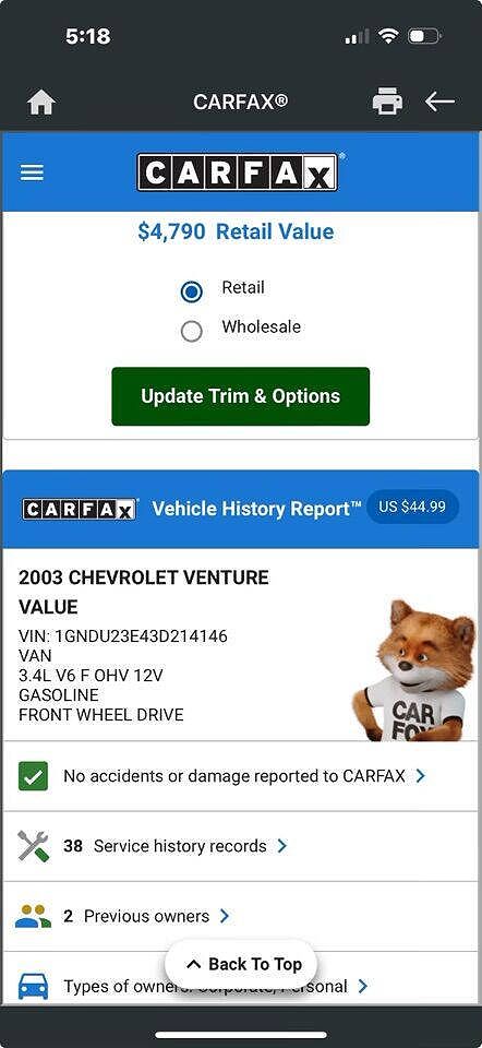 2003 Chevrolet Venture Value image 1