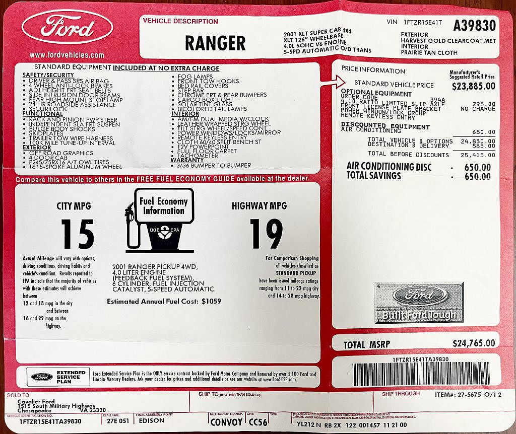 2001 Ford Ranger null image 1
