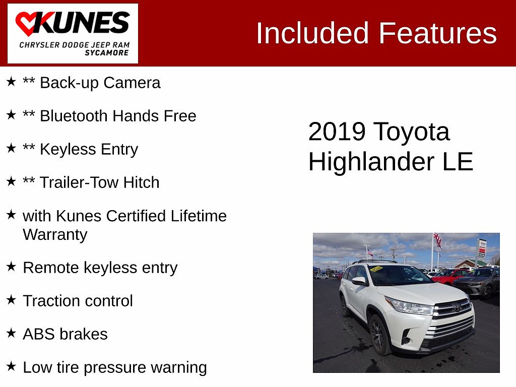 2019 Toyota Highlander LE image 1