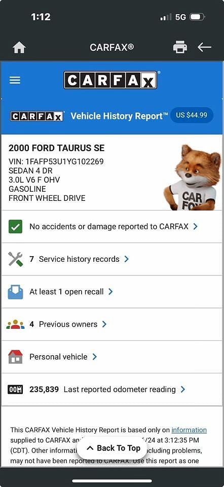 2000 Ford Taurus SE image 1