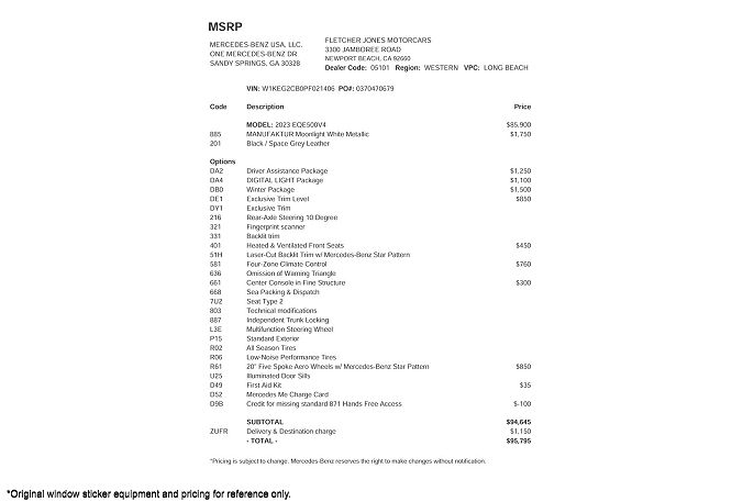 2023 Mercedes-Benz EQE