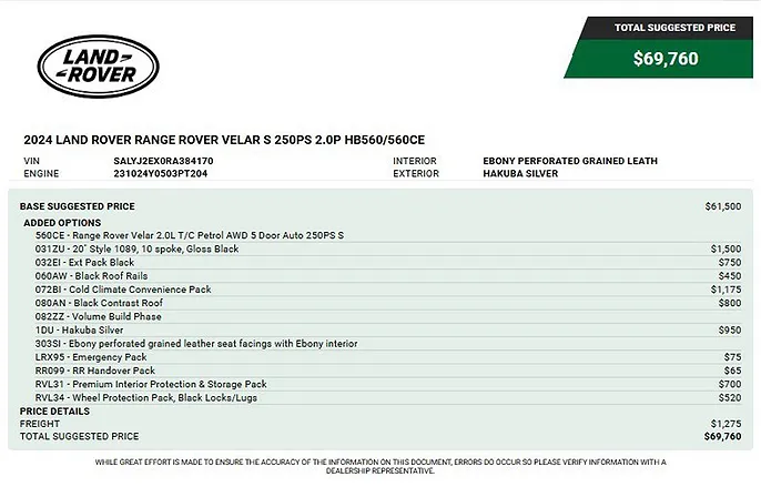 2024 Land Rover Range Rover Velar