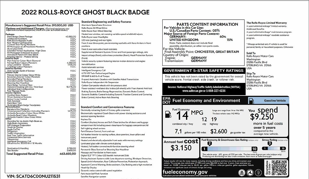 2022 Rolls-Royce Ghost Black Badge image 2
