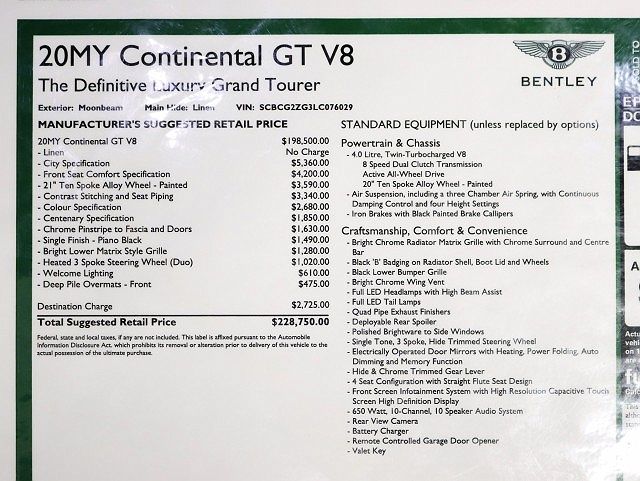 2020 Bentley Continental GT image 1