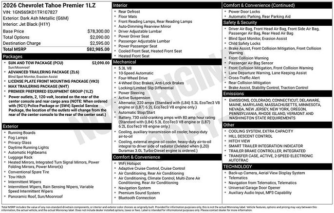 2026 Chevrolet Tahoe